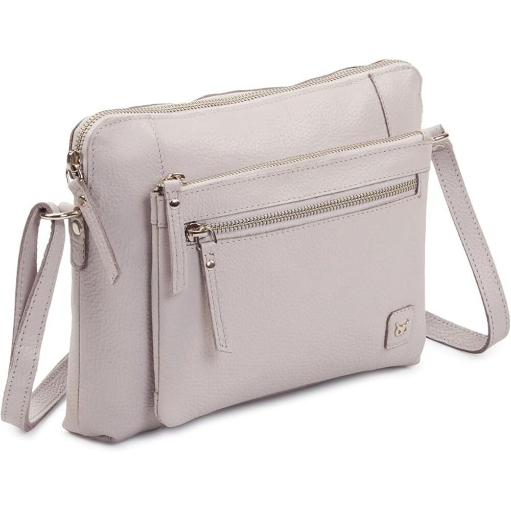 Women Ice Grey Imported Leather Polyester Soft Pebbled Crossbody Shoulder Bag